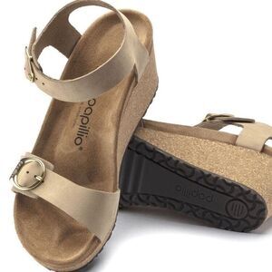 Birkenstock Papllio Soley Sandcastle Nubuck Women’s Wedge Heel Sandals size 9